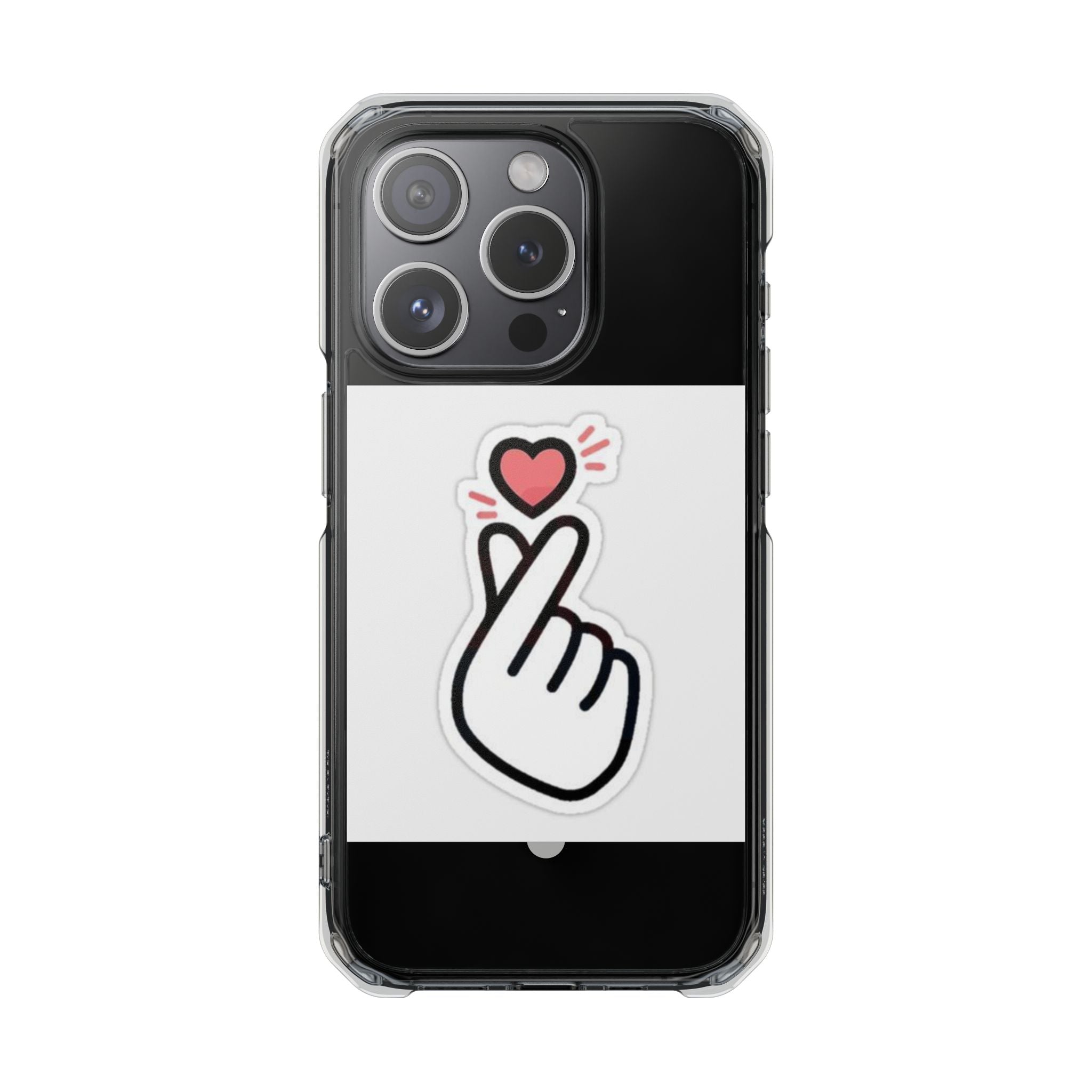 Magnetic Clear Phone Case - Heart Gesture Design