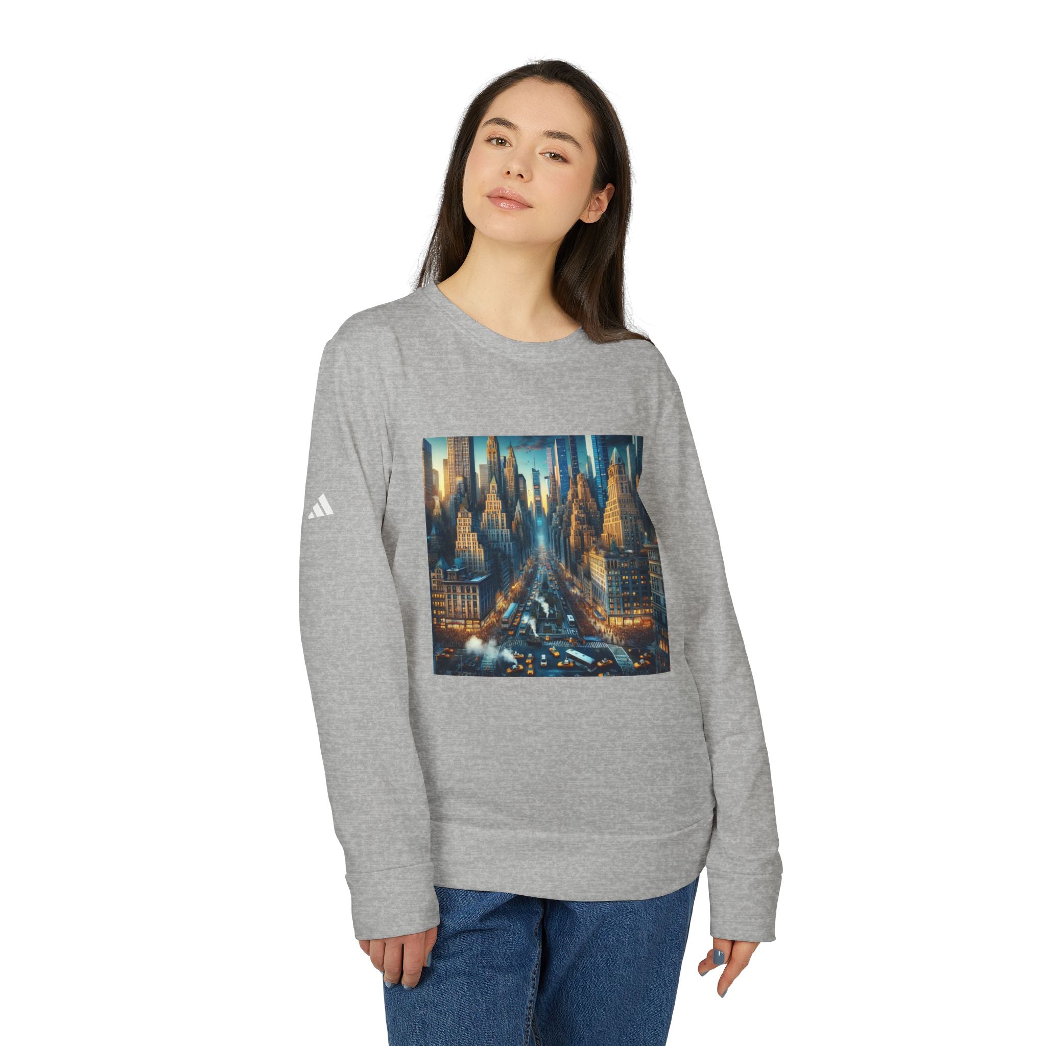 Urban Skyline Fleece Sweatshirt - Unisex Adidas Crewneck